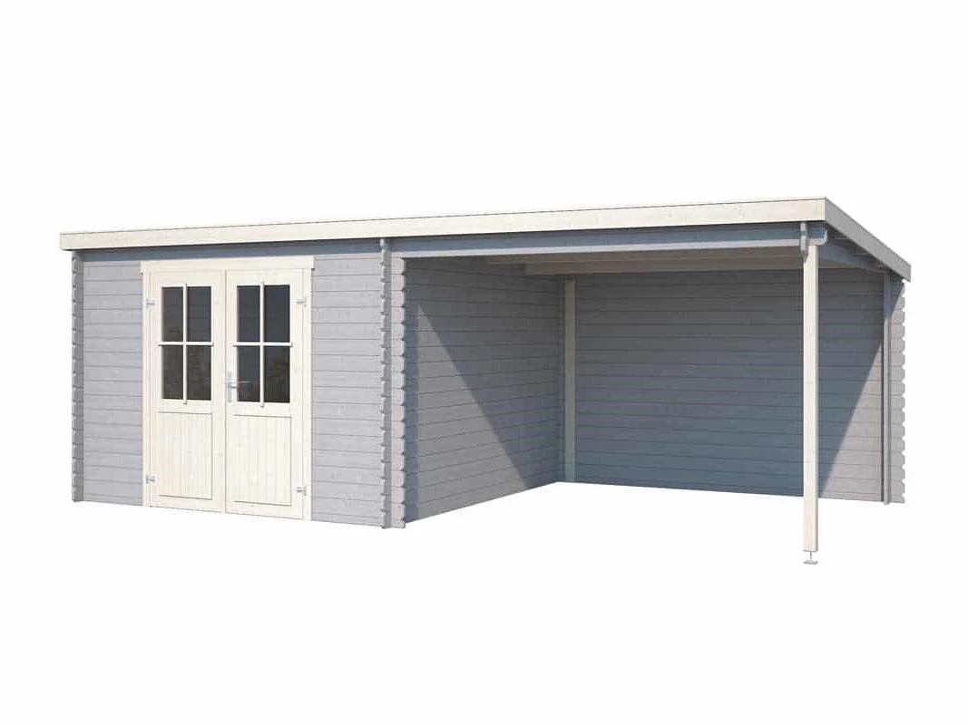 Outdoor Life Blokhut St. Louis Platinum Grey-Wit 701 x 319 cm - Afbeelding 3